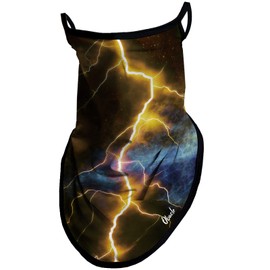Obacle Bandana Face Mask with Ear Loops Neck Gaiter Face Mask Scarf Face Cover for Men Women (Starry Sky Lightning Gold)