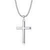 KRFY 925 Sterling Silver Polished Beveled Edge Cross Pendant Necklace
