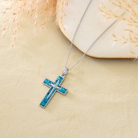 enjoylifecreative Cross Necklace for Men Girls Sterling Silver Cross Pendant Chain for Boys Faith Cross Necklace Religious Jewellery for Men Father Son Cross Gift for Him, Sterling Silver