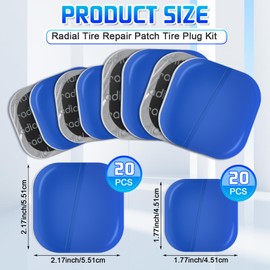 FANOVO Tire Repair Patch Tool Kit, 40 Pack 2.17 Inches, 1.77 Inches Tire and Tube Patch with Auto Repair Stitcher Tool,Square Rubber Tire Patches for Vehicle Motorcycle Bike Puncture Repair (A)
