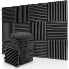 Acoustic Panels 24 Pack, Soundproof Foam Panels For Walls 1 x 12 x 12 Inches, Noise Reducing Studio Soundproofing Wedges, High Density Sound Absorbing Panels, Charcoal