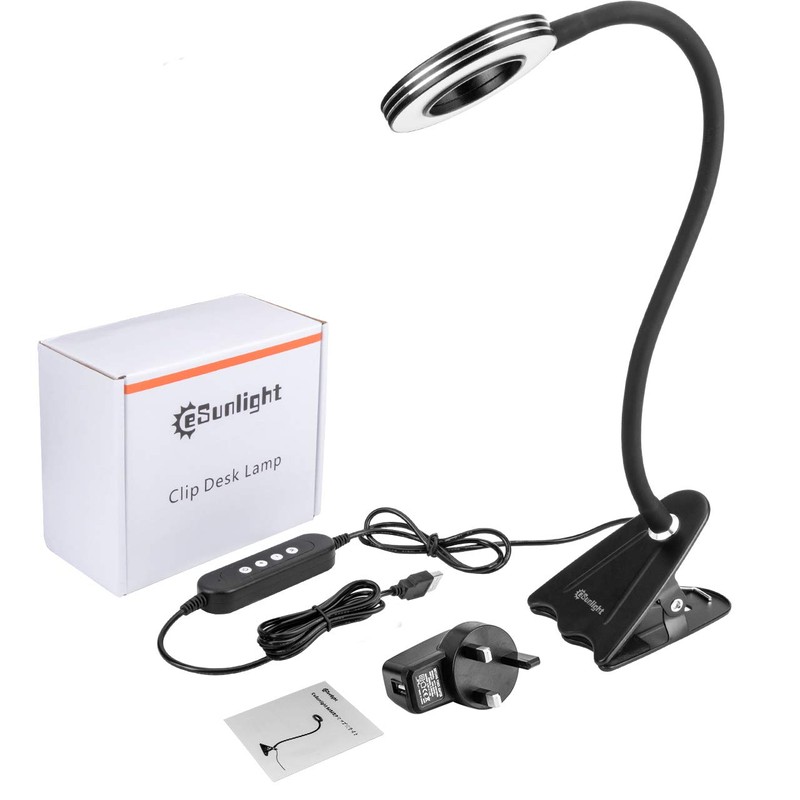 CeSunlight Clip Light, 8W Clamp Bed Lamp, Bedside Led Reading