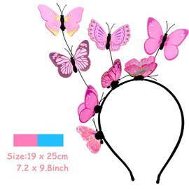 Auswalar - 2 diademas de mariposa, diadema de elfo de hada, diadema de mariposa en 3D, accesorios para el cabello, diadema para mujeres y niñas, cosplay