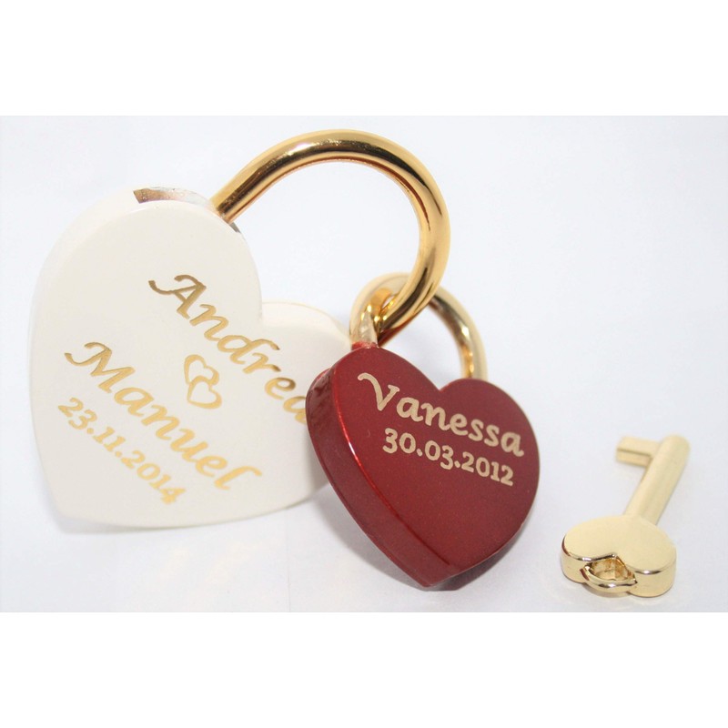 Family Lock Love Lock Heart Large + Small in Red,