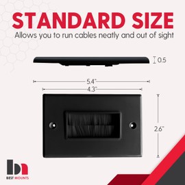 BestMounts - 10 Pack Brush Wall Plates Cable Pass Through - Decora Style Single Gang Brush Plate for In Wall Cable Management Kit -Cable Pass Through Insert for Wires, HDTV, HDMI & Home Theater, Black