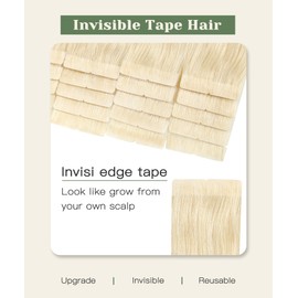 SURNEL Injected Tape in Hair Extensions 16 Inch Platinum Blonde Natural Real Hair Extension Upgraded Seamless Remy Invisible Skin Weft Straight 20 Pcs 35g(#60-16)