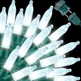 LAMPHOME 100 LED 21.6FT Christmas M5 LED Holiday Lights，Professional Grade Indoor Outdoor Diamond Cut Sparkle Strings Light for Home Decorations and Christmas Trees - White