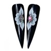 Set 8Pcs 3D Flowers Nails Charms With Rhinestone Gems Handmade