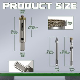 CSOOM 2PCS 5/8"(16mm) Diamond Hole Saw with Center Drill Bit, One-Touch Positioning, Easy to Penetrate Hard Materials Such as Ceramic, Tile, Glass, Granite, Marble, etc.
