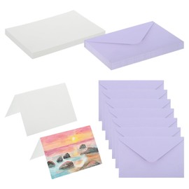 PATIKIL 4x6 Inch Pure Cotton Watercolor Cards, 25 Sets Postcards with Envelopes 140lb/300 GSM for Art Painting Creative Thank Notes, Purple