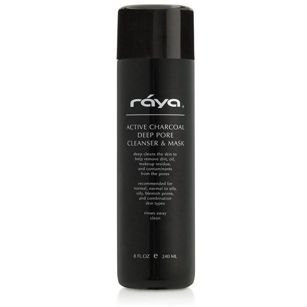 Raya Active Charcoal Deep Pore Facial Cleanser and Mask (121) | Deep Pore Cleansing Fluid for Combination, Oily, and Blemished Skin | Can Be Used as a Deep Pore Detox Mask for Combination Skin