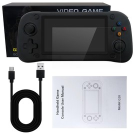 GRABOTE New G28 Handheld Game Console with Quad-core Cortex-A7 Processor 4.3 Inch IPS Screen Built-in 15,000 Games Portable Pocket Video Player Built-in 64GB Storage Space (Black)