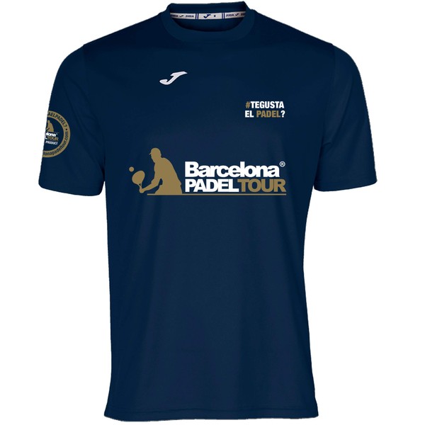 Barcelona Padel Tour | T-Shirt Technique Manches Courtes Joma Te Gusta el pádel | Homme | Estampage Spécial Padel | Toucher Doux et Séchage Rapide | Vêtements de Sport | Bleu Foncé, XXL