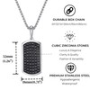 GAVU Satinless Steel CZ Paved Dog Tag Pendant Necklace 50cm