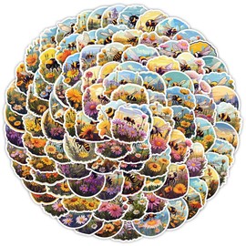 100 PCS Bee Animal Stickers for Water Bottle|Cartoon Bee Vinyl Waterproof Sticker for Water Bottle Laptop Skateboard Phone Car Decals Gifts for Kids Teens Adults for Party Favors Supplies Decor