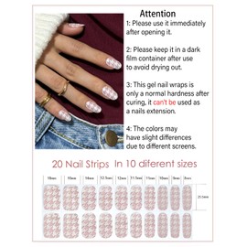 Wahrshei Wahrshei Semi Cured Gel Nail Strips, Houndstooth, Easy to Use and Remove, 20pcs Gel Nails Sticker for Home Nails DIY