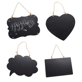 Pack of 4 Wooden Chalkboard Hanging, Wall Blackboard Decoration, Message Board, Rectangular Chalkboards, Used for Bars, Home Textiles, Menus, Homes, Restaurants, Weddings, Price Tags