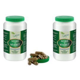VITA IDEAL Vegan® Spice Clove + Wormwood 2 x 360 Capsules – Artemisia Absinthium – Daily Serving 700 mg Clove + Wormwood – Herb Pure Powder. Natural, Vegetable and No Additives