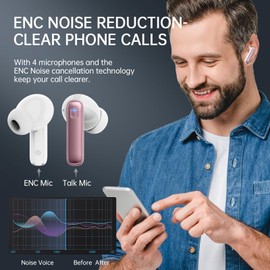 Wireless Earbuds, Ear buds Bluetooth 5.3 Headphones In Ear with 4 ENC Noise Cancelling Mic, 2025 Bluetooth Earphones 40H Playtime Deep Bass Stereo,Wireless Earphones IP7 Waterproof/USB-C/Touch Control