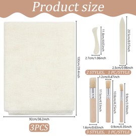 WEBEEDY Book Binding Cloth Kit, Includes 3PCS Book Binding Cloth 92 x 100cm Fabric White Repair Cloth 2 Pieces Bone Folder Paper Creaser and 3pcs Brushes for Repairing Binding of Old Books