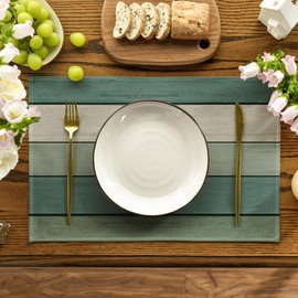 Artoid Mode Water Green Planks Antique Old Rustic Wood Autumn Placemats Set of 4 30 x 45 cm Holiday Place Mats Kitchen Party Decoration