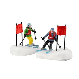 LEMAX Set of 2 Skiers Slalom Stars Set for Your Christmas Village 13.2 x 4.1 x 6.1 cm