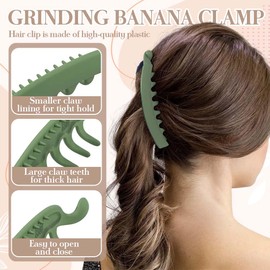 QOWUXHZ 3 Stück Banana Clip Groß Bananen Haarspange Pferdeschwanz Haarklammer Vintage Bananen Clips Bananenspangen Griffkämme Damen Hochwertig Robust Haarschmuck Für Frauen Mädchen 13Cm