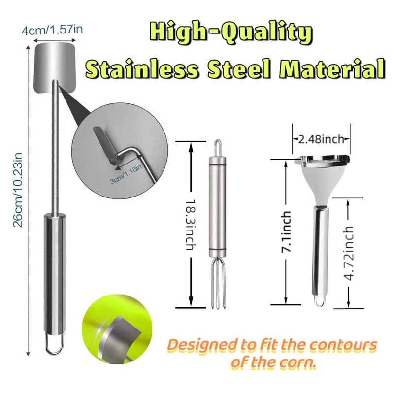Corn Peeler 3PCS Stainless Steel Corn Peeler,Stripper Tool and Corn