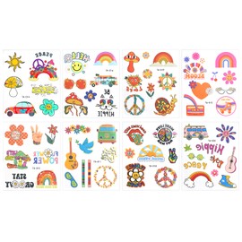 KINBOM 8 Sheets Summer Cartoon Temporary Tattoos, Flower Mushroom Cars Colorful Rainbow Funny Temporary Tattoos Stickers for Party Vacation Summer Pool Beach Boys Girls Adults