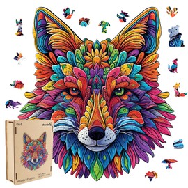 Qiuenisray Original Wooden Jigsaw Puzzles-Wolf,200pcs,Medium 10.2x11.2in,Wooden Puzzles for Adults,Unique Shape Animal Adult Puzzles,Irregular Wood Puzzles Best Gift for Adults and Kids Family Game
