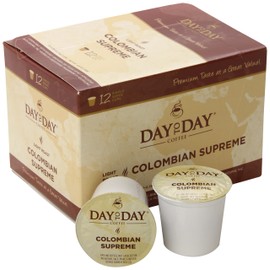 Day To Day Colombian Supreme Light Roast Single Serve Coffee Pods, 12 Count Box (Pack of 6), for K-Cup Keurig Brewer