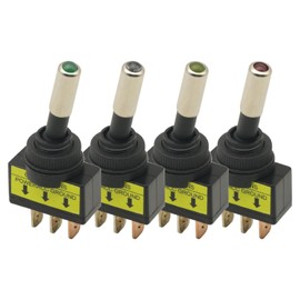 4Pcs LED 12V Toggle Switch On/Off Rectangle 3 Pin 12V Light Switch 20A for Panel Car Van Dash SPST Boat switches