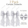 2 Pack Bow Curtain Tiebacks, French Style Silky Ribbon Curtain