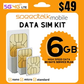 Speedtalk Mobile Data SIM Card - 6GB High Speed Data only 90-Day Broadband Plan 5G 4G LTE Network Compatible with IoT & M2M Devices - Hotspot WiFi MiFi Computers | Triple Cut SIM (6GB Data | 90 Days)