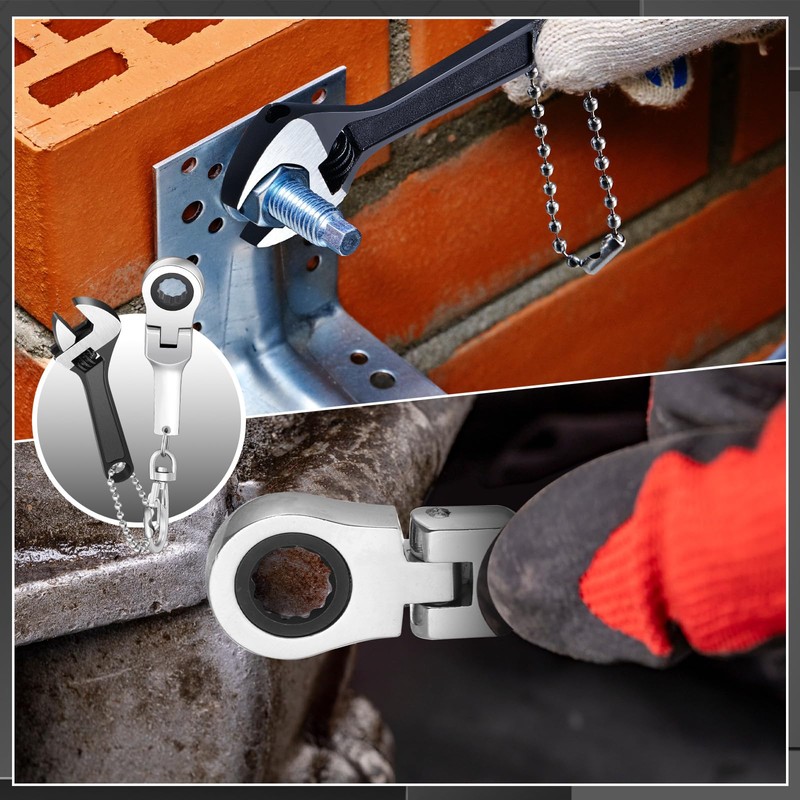 Chumia 2 Sets 10mm Ratchet Wrench Keychain Key Ring and