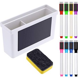 Whiteboard Magnetic Plastic Holder, 8 Pieces Colorful Magnetic Markers with Eraser Cap, Magnetic Whiteboard Eraser for School Office Home 100th Day of School, 10 Pieces Totally