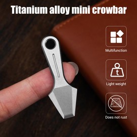 EDC Pry Tool, Titanium EDC Pocket Lever Bar with Clip Lanyard Hole, Keyring Pry Tool for Daily Carry, Camping, Riding