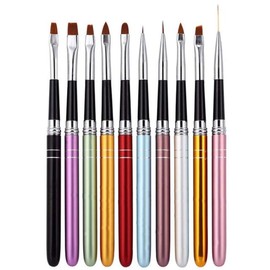 Tsingtop 10pcs Nail Brush Gel Nail Art Manicure Tool Kit, 10 Brush Tips and 10 Color Variations