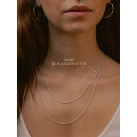 modabilé Women's Snake Chain Necklace 925 Sterling Silver (35 cm - 90 cm 1.6 mm Wide) Silver Chain 925 without Pendant Silver Chain Women's Chains Short, Sterling Silver Silver Sterling silver