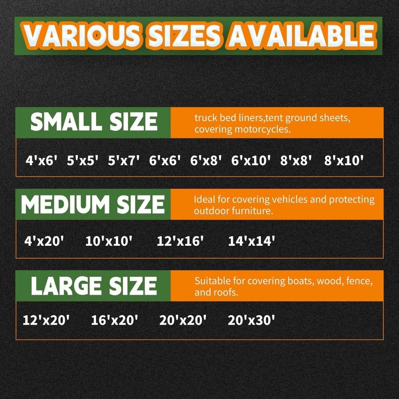 RAINDEWAY 8x8 Feet Super Heavy Duty Tarp 18 Mil, UV