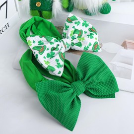 Lanmerry St.Patrick's Day 6'' Baby Girl Bows Clover Headbands St. Patrick Top Hat Print Hair Bows Baby Elastics Nylon Hairbands Hair Accessories for Infant Newborn Toddler