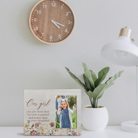 FHUGX Our Girl Picture Frame, Baby Picture Frames Newborn, New Born Baby Boys Gift, Gifts for Pregnant Women, Daughter Gifts, You are More Than We Ever Expected 4x6 Photo Frame