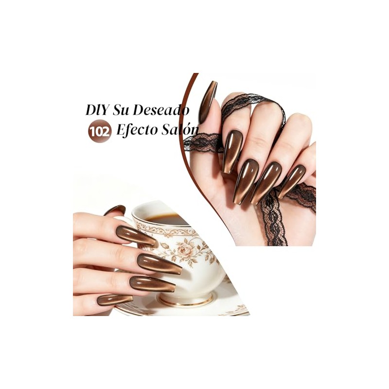 CHERIMOYA Esmalte de Uñas de Gel Ojos de Dorado Marrón