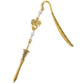 Berirexrion Fourth Wing Sward Bookmark - Fantasy Cool Dragon Page Marker Book Lovers Tassel Chain Pendant Metal Funny Ancient Gold Bookmarks Reading Men Boys Readers Novel Fans Friends Birthday Gift