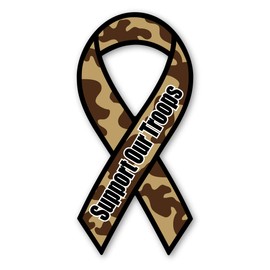 Support Our Troops Camouflage Ribbon Magnet by Magnet America Is 8" x 3.875" Made for Vehicles and Refrigerators