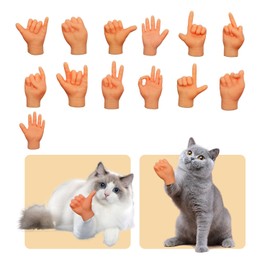 16 Pcs Mini Tiny Hands for Cats & Pranks, Stretchable Soft Finger Puppets, Funny Realistic Little Hands for Gag Gifts & Party Favors