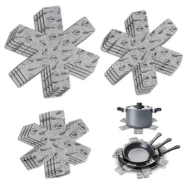 Pack of 12 Felt Pan Protectors, Stacking Protection with 3 Sizes, Heat Resistant Pot Protector, Pan Stacking Protection, Pot Protector, Stacking Protection for Pans, Pots and Bowls, Kitchen Utensils