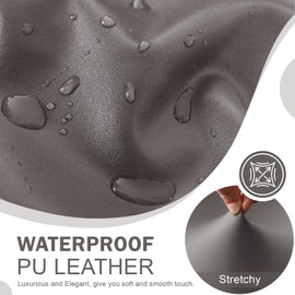 vctops 4 Pieces Waterproof Faux PU Leather Recliner Slipcovers Stretch Soft Sofa Couch Cover Anti-Slip Furniture Protector with Elastic Bottom for Kids Cats Dogs(Grey Brown,1 Seat)