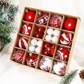 JiangMuXin Christmas Balls Ornaments Christmas Ornaments Balls Set of 42 Balls Set Scandinavian Christmas Balls Christmas Tree Ornaments Decoration, Stylish, Gorgeous, Room Coffee House Store