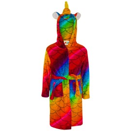 A2Z 4 Kids Unisex Super Soft 3D Animal Detail Bathrobe Dressing - Bathrobe Unicorn Rainbow Scales 13